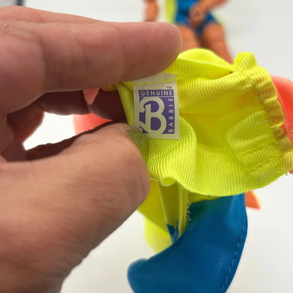 Vintage 2001 Barbie Ken Male Doll Neon Surfer Hoodie & Shorts Set Blue Eyes
